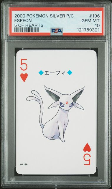 2000 POKEMON SILVER VERSION PLAYING CARDS #196 ESPEON 5 OF HEARTS