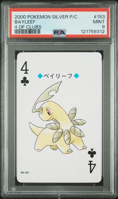 2000 POKEMON SILVER VERSION PLAYING CARDS #153 BAYLEEF 4 OF CLUBS