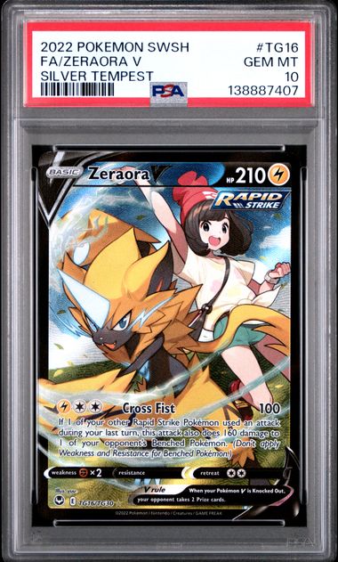 2022 Pokemon Sword & Shield Silver Tempest Full Art/Zeraora V TG16